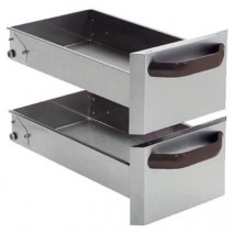 GastroStore Schubladen-Kit Edelstahl fuer 70 cm Unterschraenke, 2 Stueck 1GN 2-1