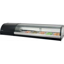 Saro Sushi Kuehlvitrine 5 x GN 1-3  schwarz mit Glasaufsatz