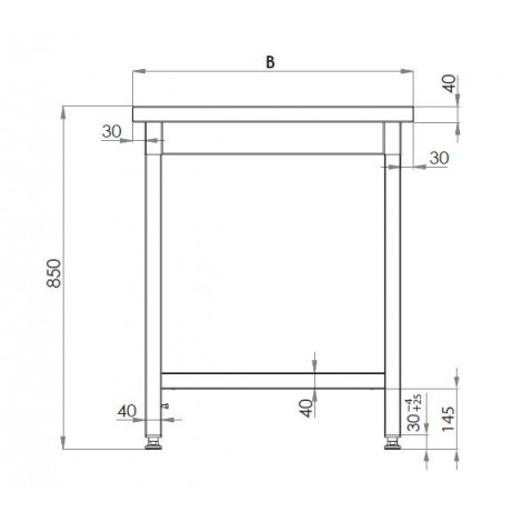 Edelstahl Arbeitstisch 40x60 ECO Grundboden ohne Aufkantung