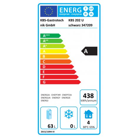 KBS Gewerbekühlschrank KBS 202 U Black Line, mit Umluftkühlung, ohne Beleuchtung, 347209
