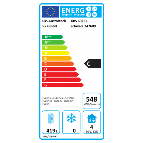 KBS Gewerbekühlschrank KBS 602 U Black Line, schwarz, mit Umluftkühlung, ohne Beleuchtung, 347609