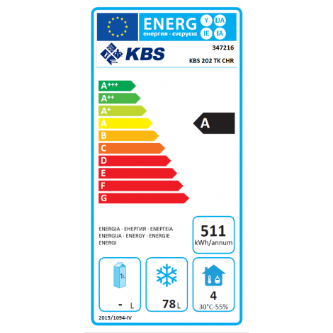 KBS Edelstahl-Tiefkühlschrank 202 TK CHR mit Schloss