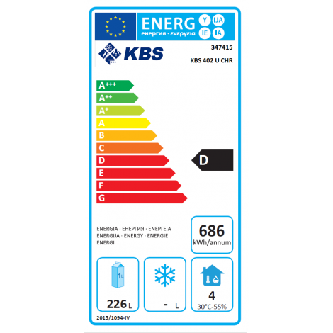 KBS Umluft Gewerbekühlschrank KBS 402 U CHR, Edelstahl, Umluftkühlung und ohne Beleuchtung, 347415