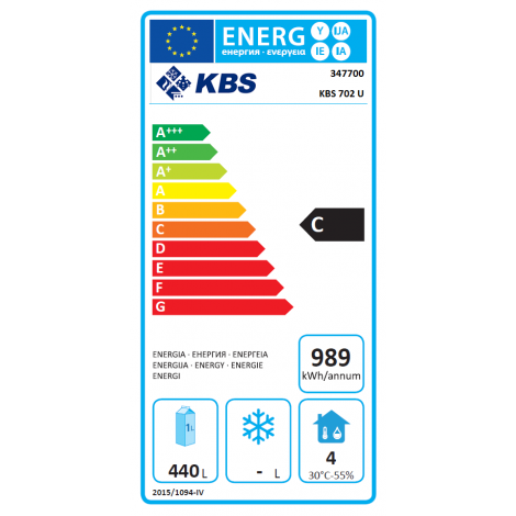 KBS Umluft Gewerbekühlschrank 702 U für GN 2/1, weiss, mit Umluftkühlung und keine Beleuchtung, 347700
