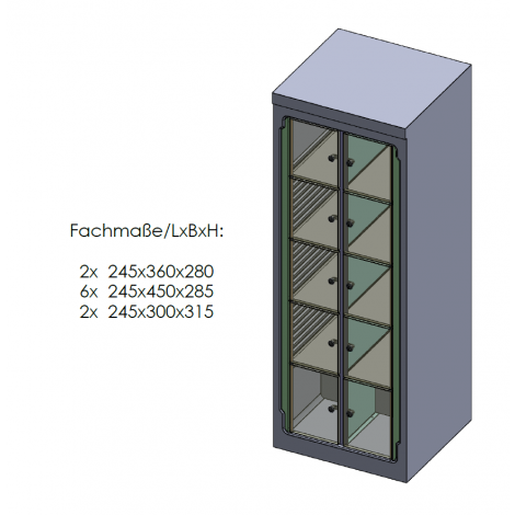 KBS Gemeinschaftskühlschrank 10 Fächer HZS 37-10, weiss, mit Umluftkühlung, 4053710