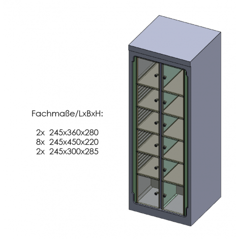 KBS Gemeinschaftskühlschrank 12 Fächer HZS 37-12, weiss, mit Umluftkühlung, 4053712