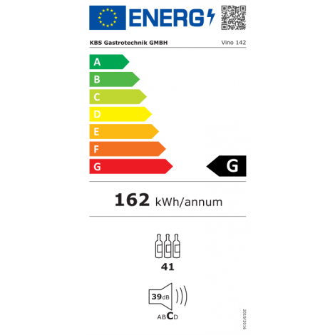 KBS Weinkühlschrank, einbaufähig Vino 142, Edelstahl, mit Umluftkühlung und LED-Beleuchtung, 529142