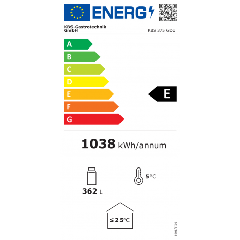 KBS Glastürkühlschrank KBS 375 GDU, weiss, mit Umluftkühlung und Beleuchtung, 60146