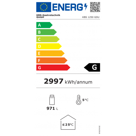 KBS Glastürkühlschrank KBS 1250 GDU, weiss, mit Umluftkühlung und Beleuchtung, 60205