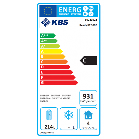 KBS Kühltisch Ready KT3002 mit Aufkantung, Edelstahl, mit Umluftkühlung und keine Beleuchtung, 60221022