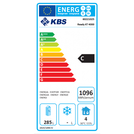 KBS Kühltisch Ready KT4000 mit Aufkantung, Edelstahl, mit Umluftkühlung und keine Beleuchtung, 60221025