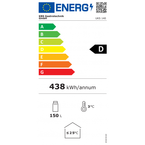 KBS Schubladenkühler UKS 140, silber, mit Umluftkühlung und LED-Beleuchtung, 60338