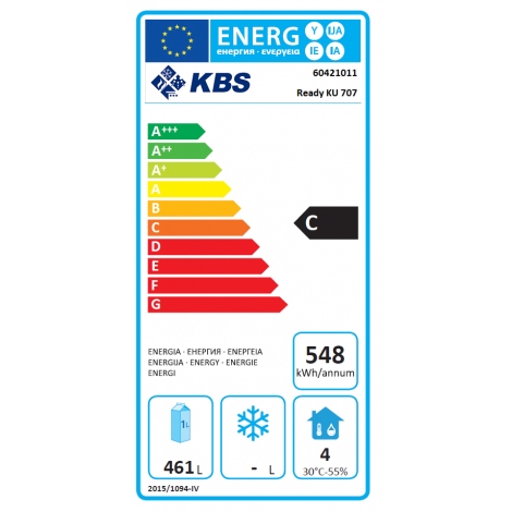 KBS Edelstahlkühlschrank Ready KU 707 GN 2/1, Edelstahl, rechtsanschlag mit Umluftkühlung, ohne Beleuchtung, 60421011