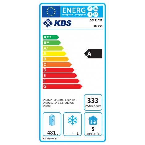 KBS Edelstahlkühlschrank KU 753 - Türanschlag rechts, 60421028