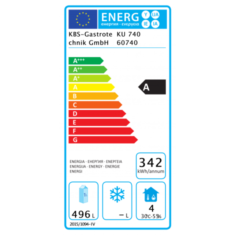 KBS Edelstahlkühlschrank KU 740, Edelstahl, Umluftkühlung, mit Beleuchtung, 60740