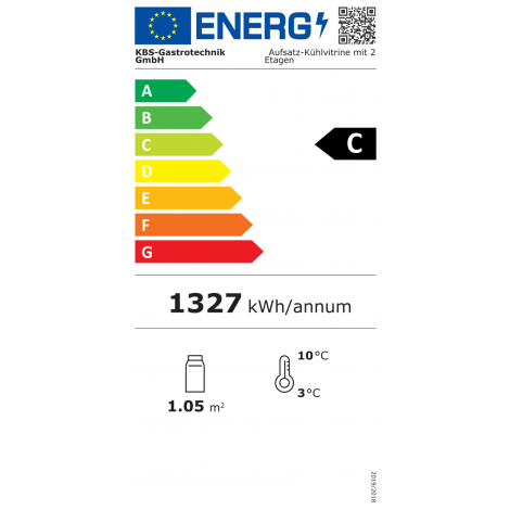 KBS Aufsatz-Kühlvitrine mit 2 Etagen, silber und schwarz, mit Umluftkühlung und LED-Beleuchtung, 9150168