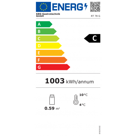 KBS Tischkühlvitrine RT-78 G, weiss, mit Umluftkühlung und LED-Beleuchtung, 9160782