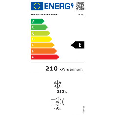 KBS Energiespar-Tiefkühlschrank TK 311 weiss, mit stiller Kühlung, 9190316