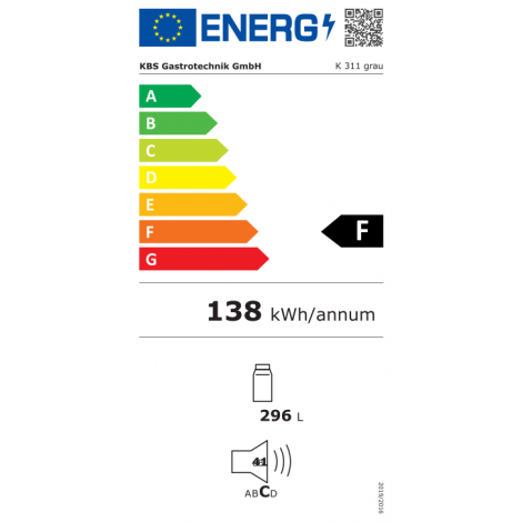 KBS Energiespar-Kühlschrank K 311, grau, mit Stiller Kühlung und LED-Beleuchtung, 9190319