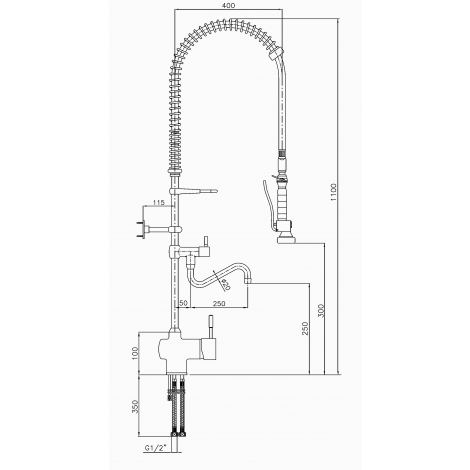 Klarco Geschirrwaschbrause - Schwenkhahn - Lochbohrung ø 35mm