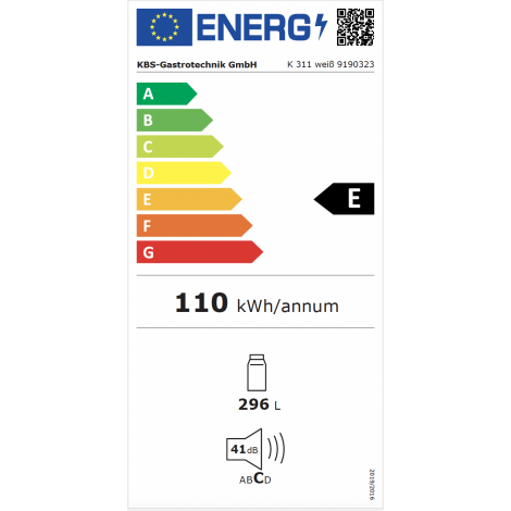 KBS Kühlschrank K 311, weiss, mit Stiller Kühlung und LED-Beleuchtung, 9190323