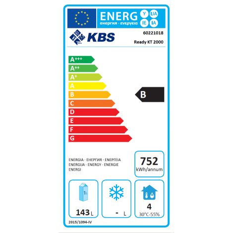 KBS Kühltisch Ready KT2000 mit Aufkantung, Edelstahl, mit Umluftkühlung und keine Beleuchtung, 60221018
