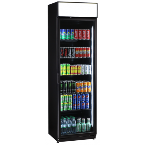 Glastürkühlschrank Getränkekühlschrank schwarz vertikale Innenbeleuchtung LED 
