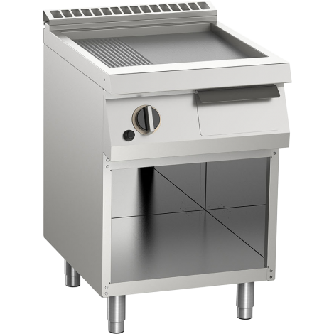 Gas-Grillplatte aus Edelstahl 2/3 glatt + 1/3 gerillt 9kW offener Unterbau 10422416 -Auslaufmodell-